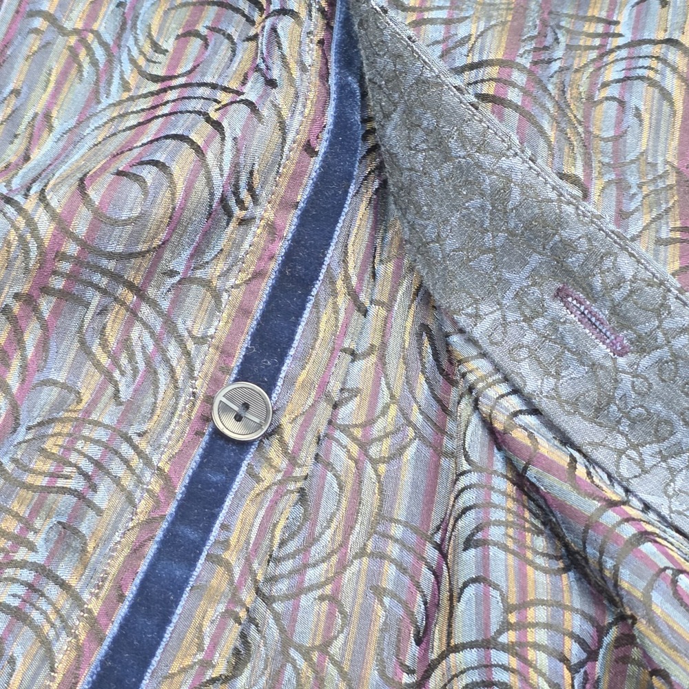 Jhane Barnes Silk Blend Shirt Button Down Medium Textured Paisley Multi Color